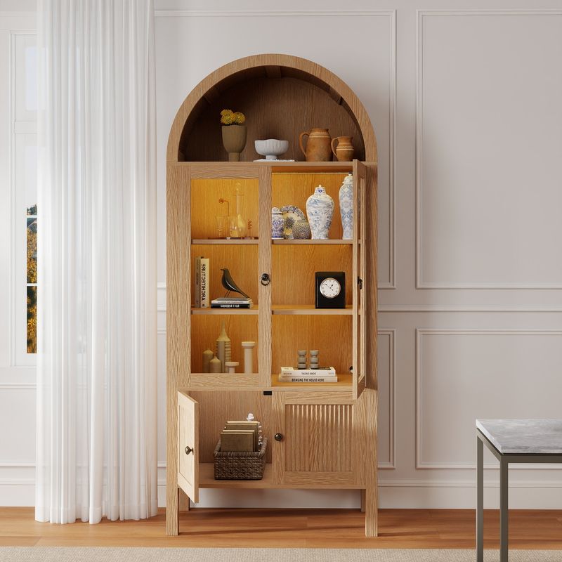 71" Arched Tall Storage Cabinet with Doors and Shelves - Image 2
