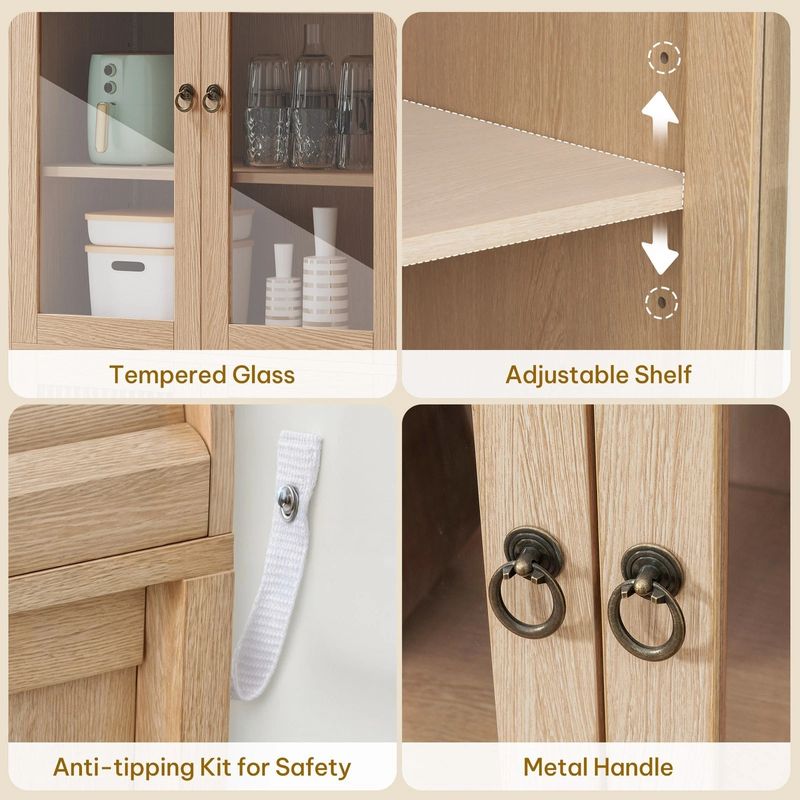 71" Arched Tall Storage Cabinet with Doors and Shelves - Image 3