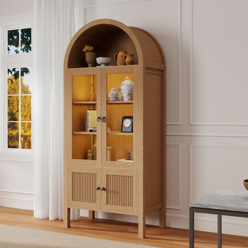71" Arched Tall Storage Cabinet with Doors and Shelves - Image 5