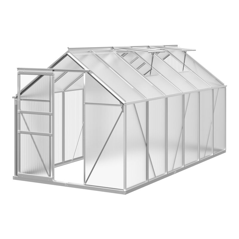 Techohome | 6 x 16 ft Lockable Polycarbonate Panel Greenhouse Kit with Sliding Door - Image 4