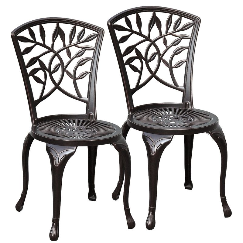 Techohome | 2 Pcs Antique Cast Aluminum Outdoor Dining Chairs with Adjustable Feet - Image 2