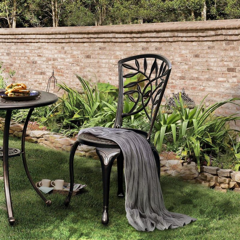 Techohome | 2 Pcs Antique Cast Aluminum Outdoor Dining Chairs with Adjustable Feet