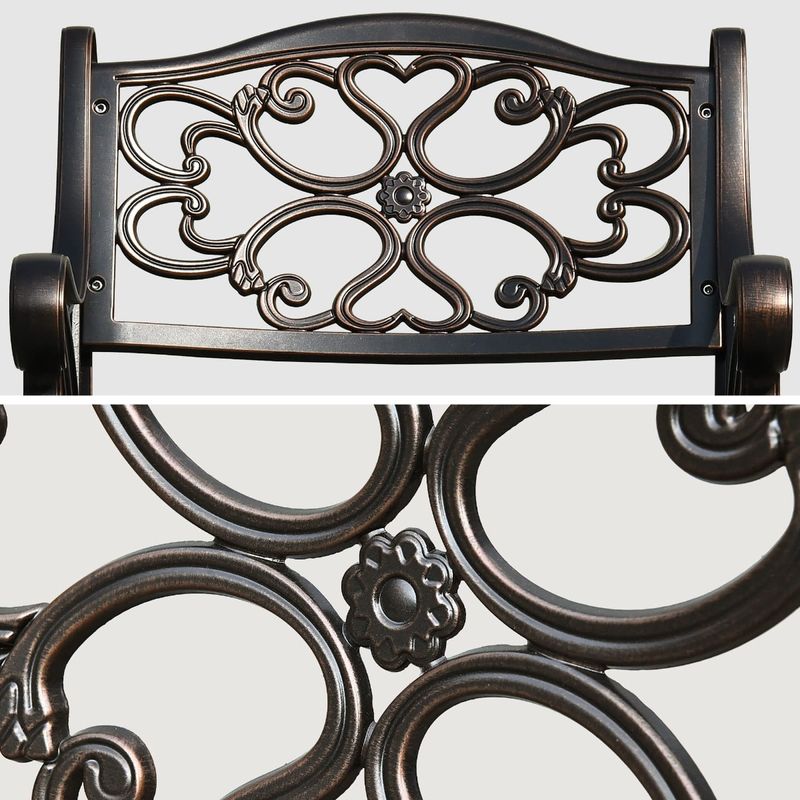 Techohome | 2 Pcs Cast Aluminum Outdoor Dining Chairs with Armrest and Adjustable Feet - Image 7