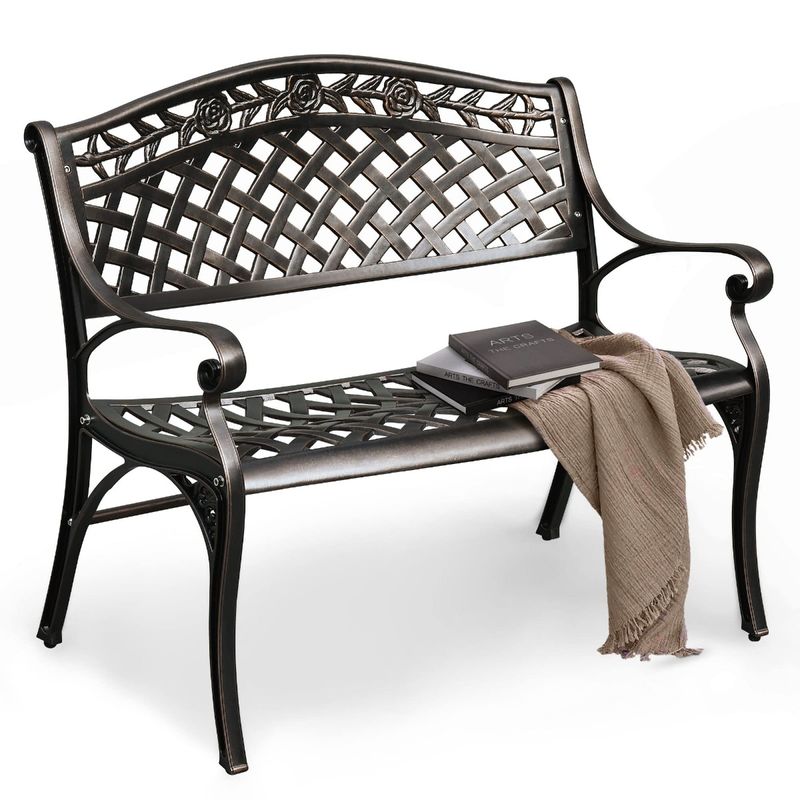 Techohome | 40" 2-Person Cast Aluminum Outdoor Garden Bench