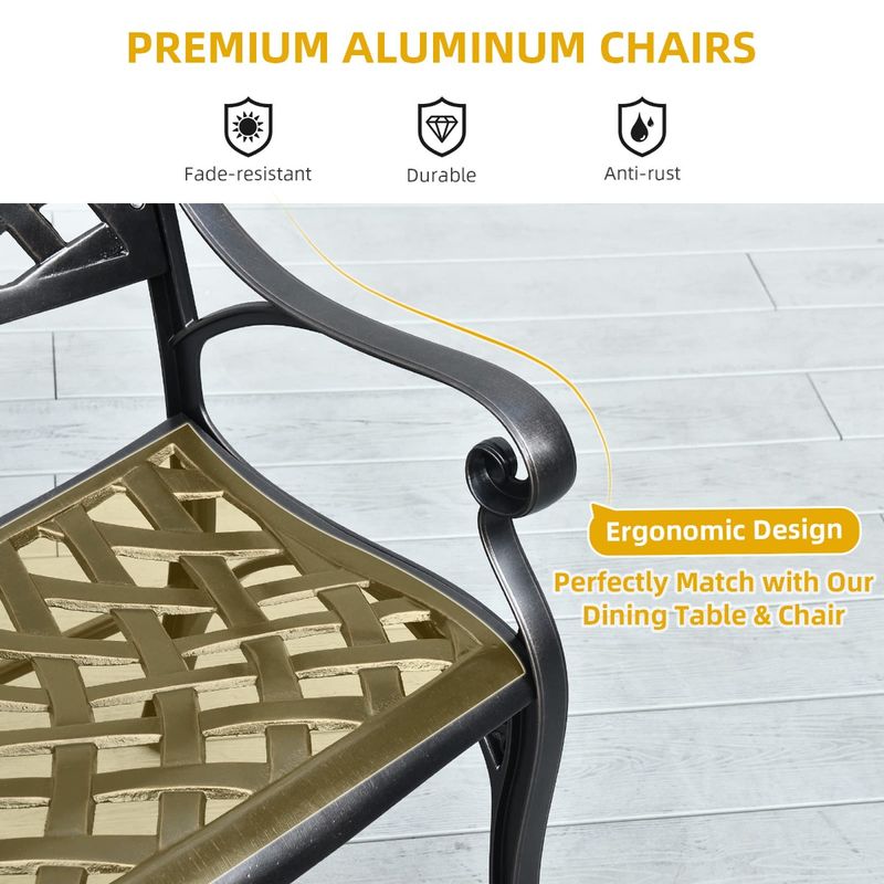 Techohome | 40" 2-Person Cast Aluminum Outdoor Garden Bench - Image 5